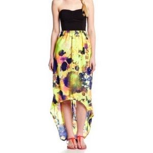HURLEY Cosmic Tie Dye Hi Low Hem Strapless Dress